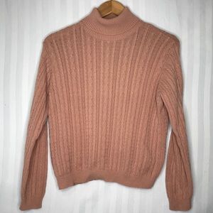Wainscott 100% Cotton Pink Knit Turtleneck Sweater
